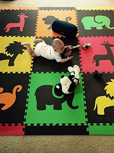Red, Yellow, Orange, Lime & Brown Interlocking Foam Play Mat Y592348