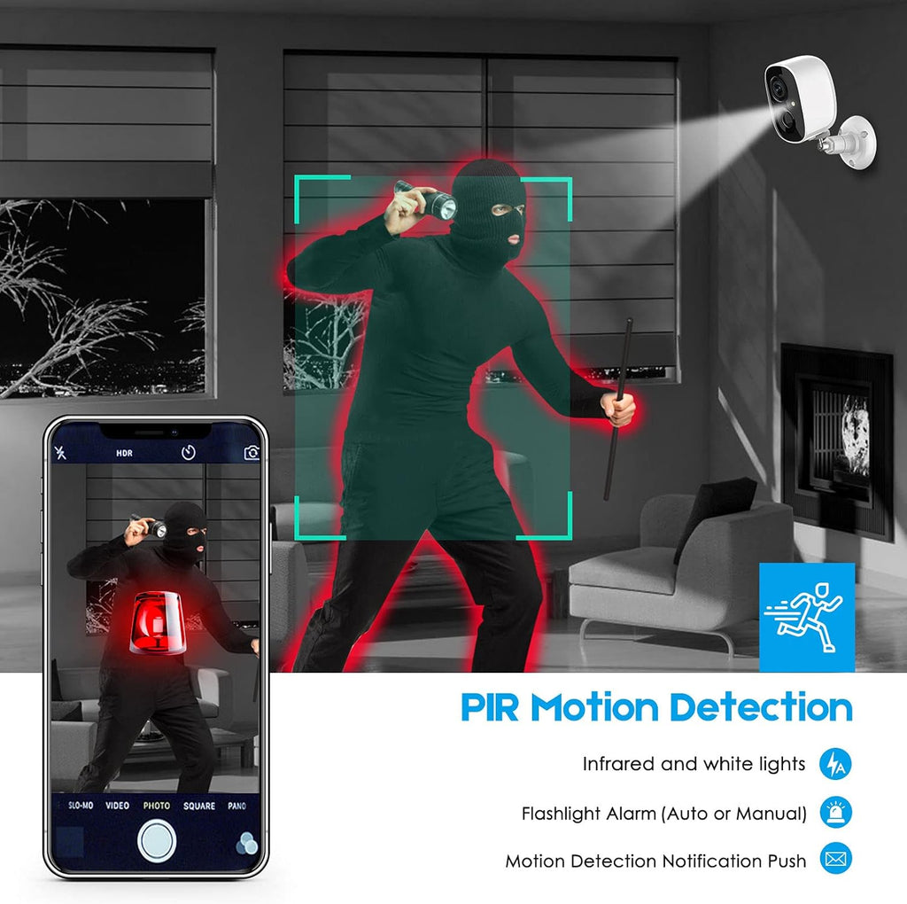 Wireless Outdoor Security Camera with Spotlight, 1080P Battery Powered WiFi Surveillance Cameras, Night Vision, Motion Detection, 2-Way-Talk, IP65 Weatherproof L465