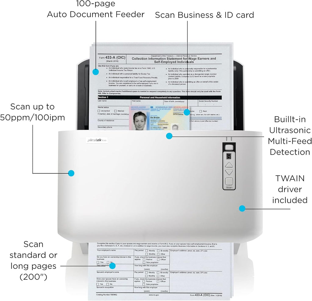 A3 Large Format Duplex Document Scanner with 100 Sheet Automatic Document Feeder Y2561