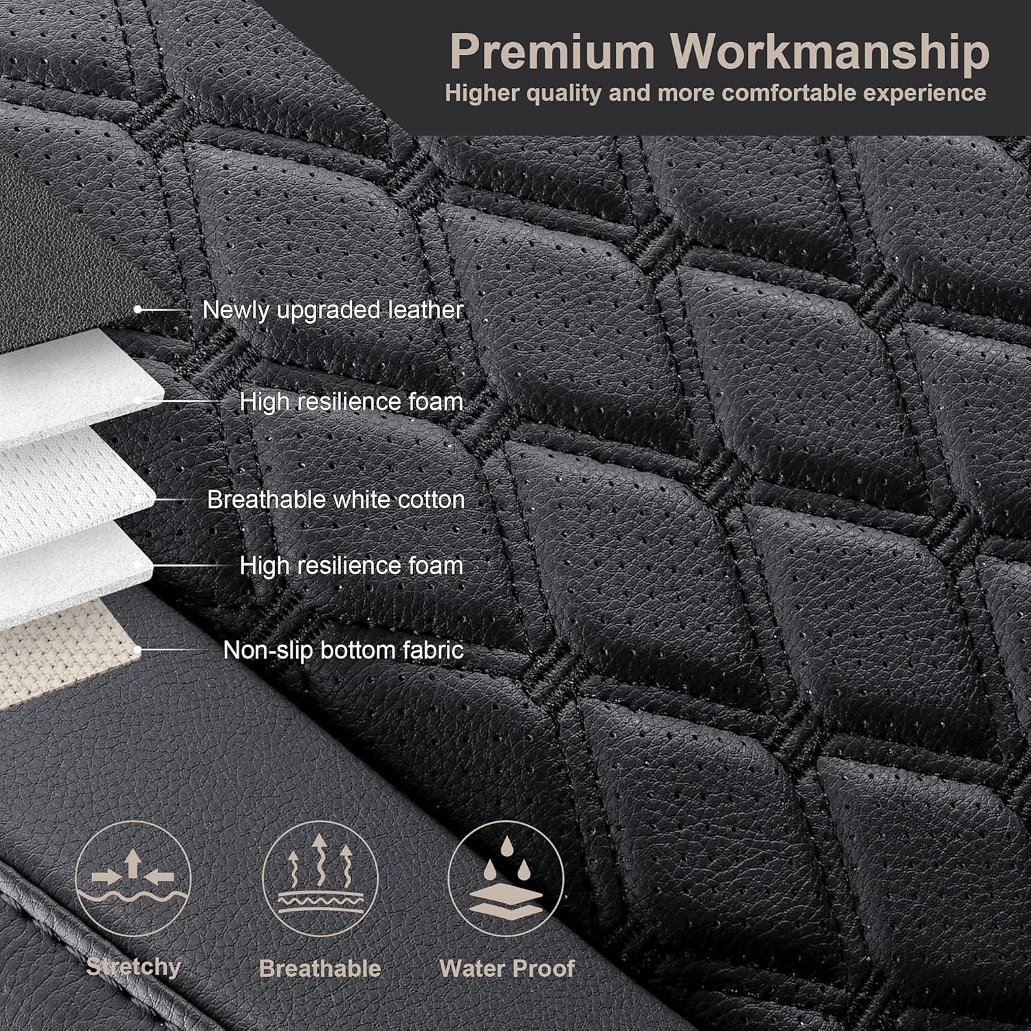 Pu Leather Car Seat Covers Full Set for Toyota RAV4 Hybrid 2019 2020 2021 2022 Grey N268383