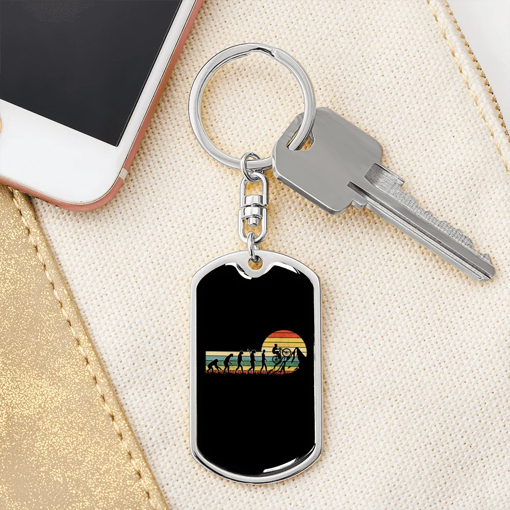 Stainless Steel or 18k Gold Swivel Dog Tag Keychain U8485