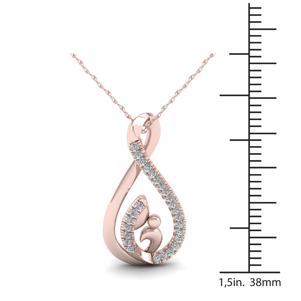 10K Rose Gold Diamond Mother and Child Infinity Pendant Necklace N666668