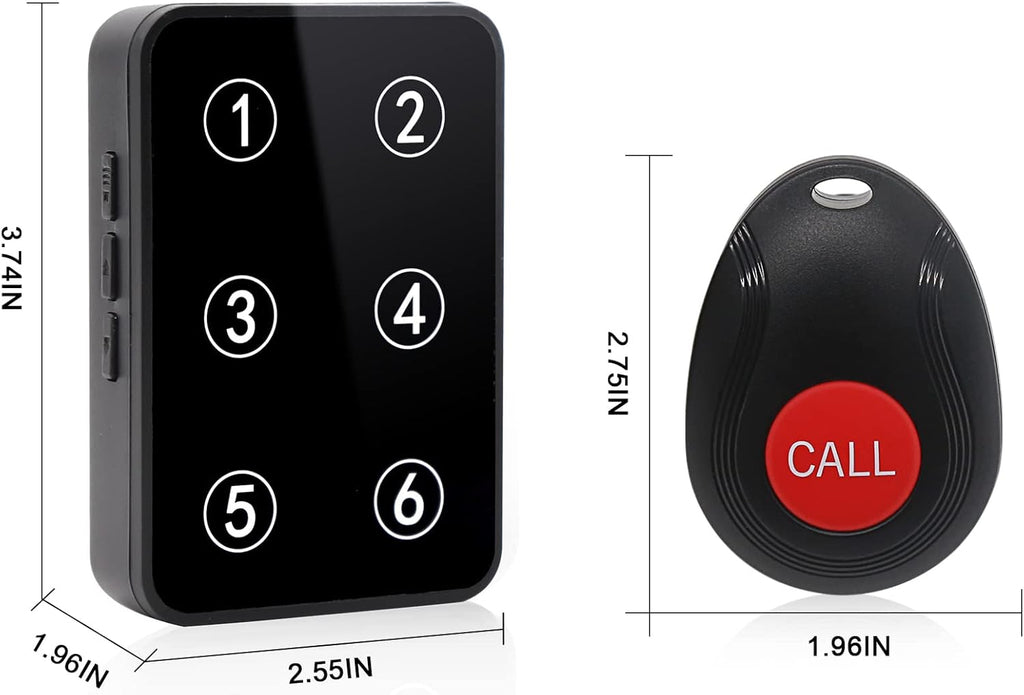 Wireless Caregiver Pager Nurse Call System with 3 Number Display Plug-in Receiver 6 Waterproof Transmitters Y55390