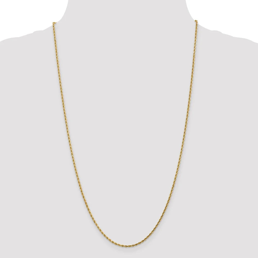 14k Yellow Gold Rope Chain Necklace D288