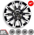 Chrome and Black 15-Inch Set of 4 Car Wheel Hubcaps C37447