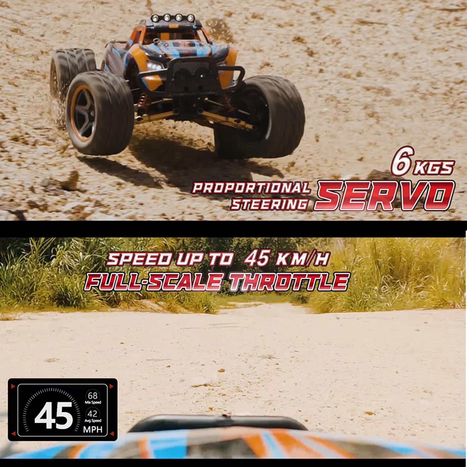 RC Car 1:10 Scale 4WD 45KM/H 2.4GHz Off-Road Electric Toy Vehicle F82041