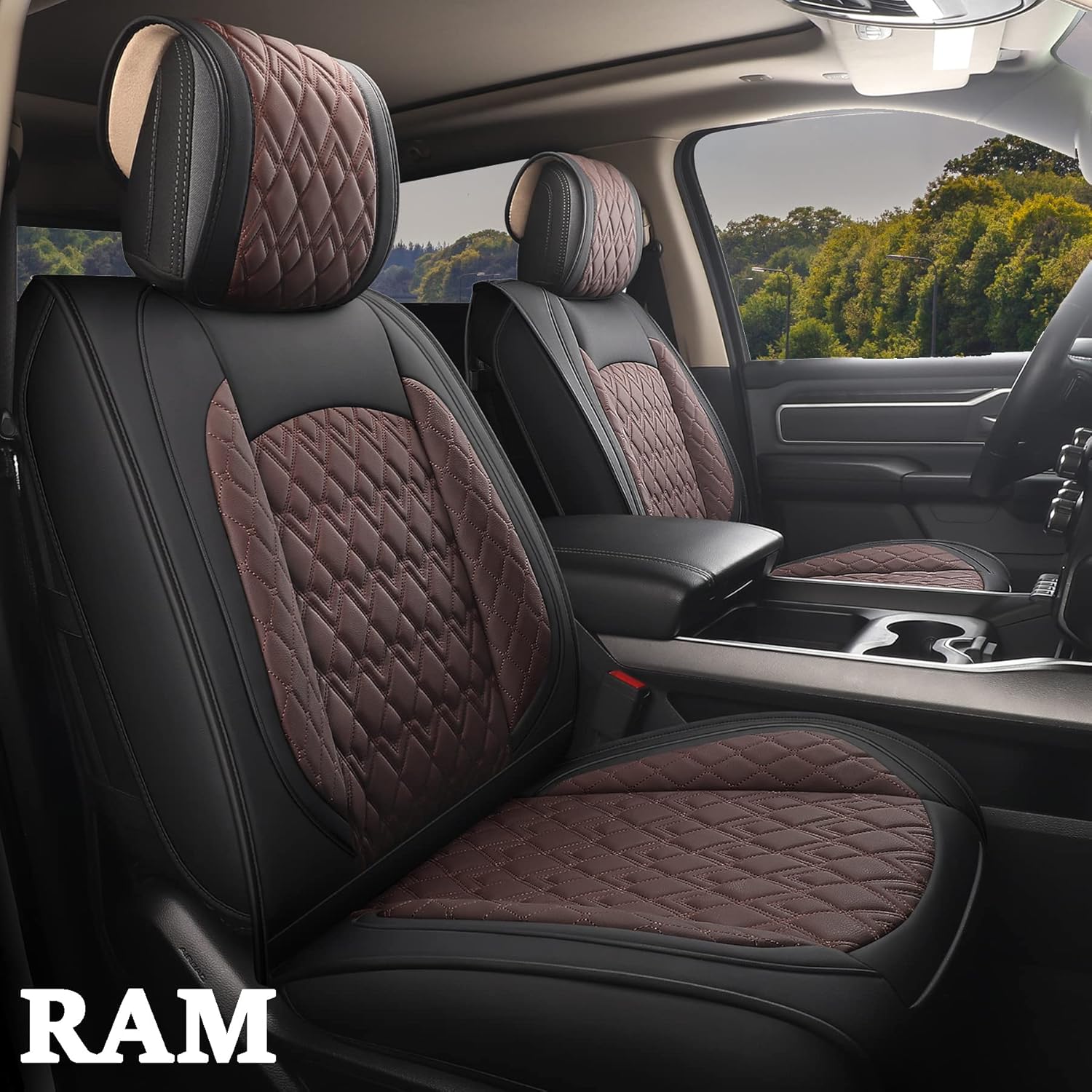 Black-Grey Waterproof Synthetic Leather Seat Covers (5 PCS Full Set) D77824