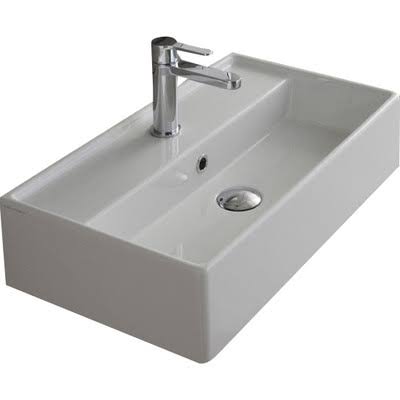Rectangular Ceramic Wall Mounted Sink with Overflow B1913