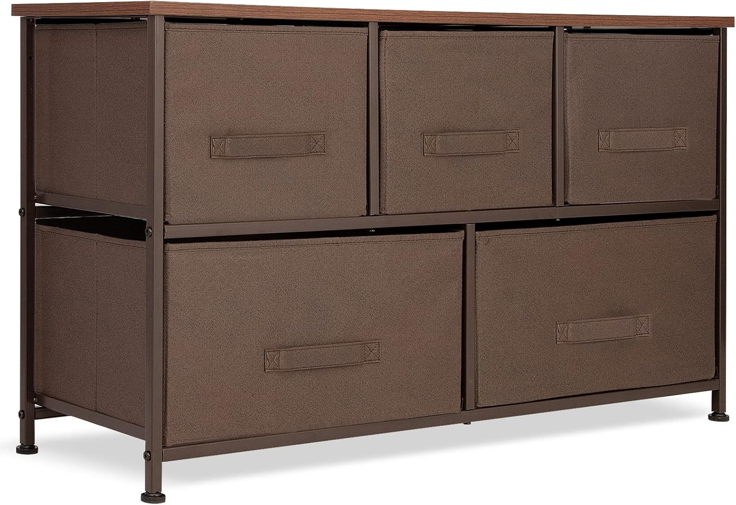 Gray/White 5-Drawer Fabric Dresser I809096