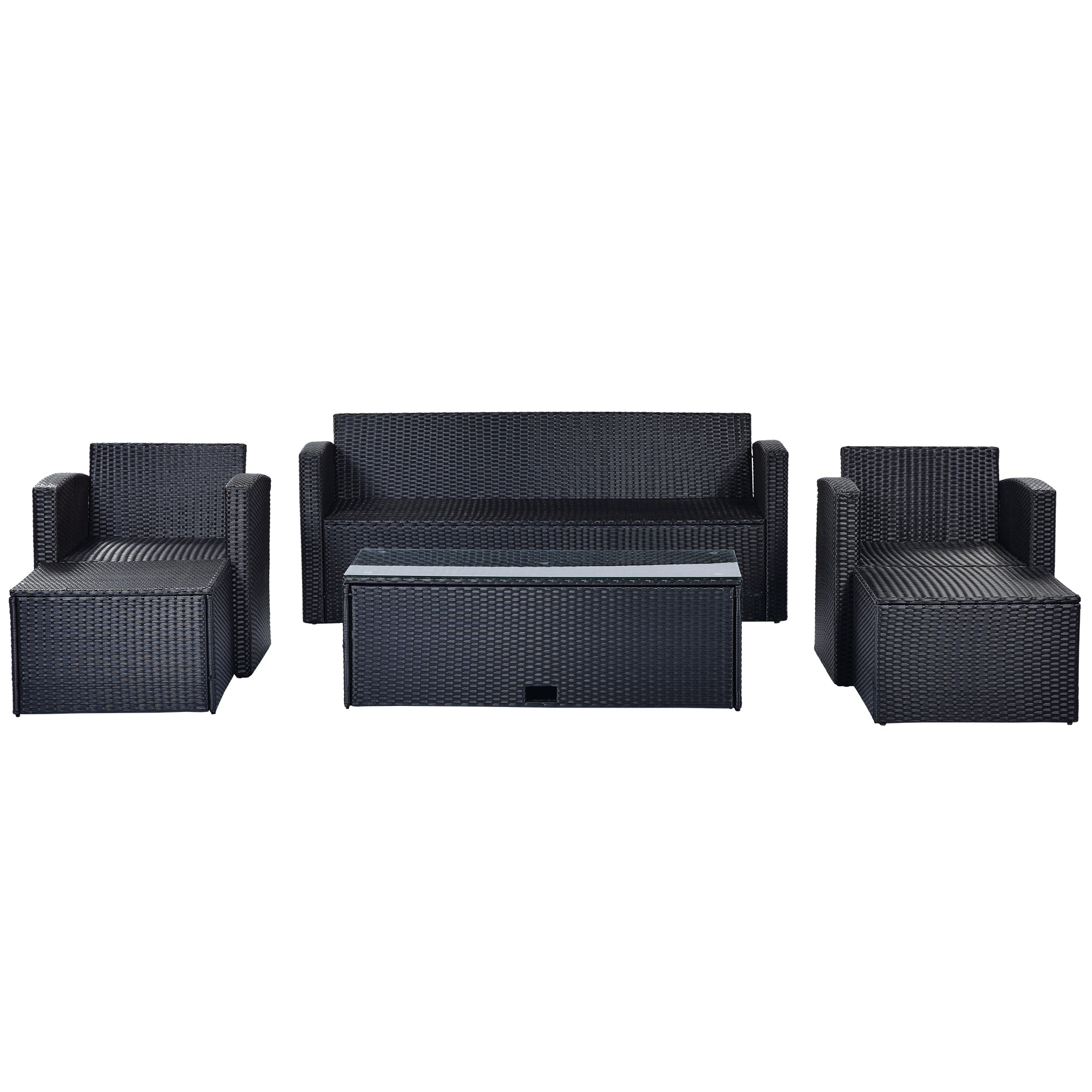 Black Wicker Patio Outdoor Sectional Set with Coffee Table and Removable Cushions Z7076
