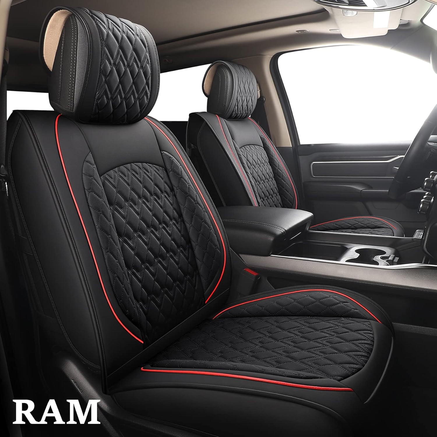Black-Grey Waterproof Synthetic Leather Seat Covers (5 PCS Full Set) D77824