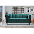 Green Velvet Rolled Arm Chesterfield Sofa X492