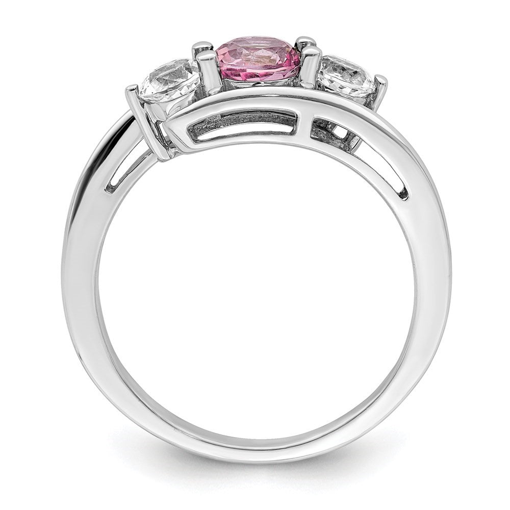 Sterling Silver Rhodium-plated White and Pink Swarovski Topaz Ring Size 7 D993