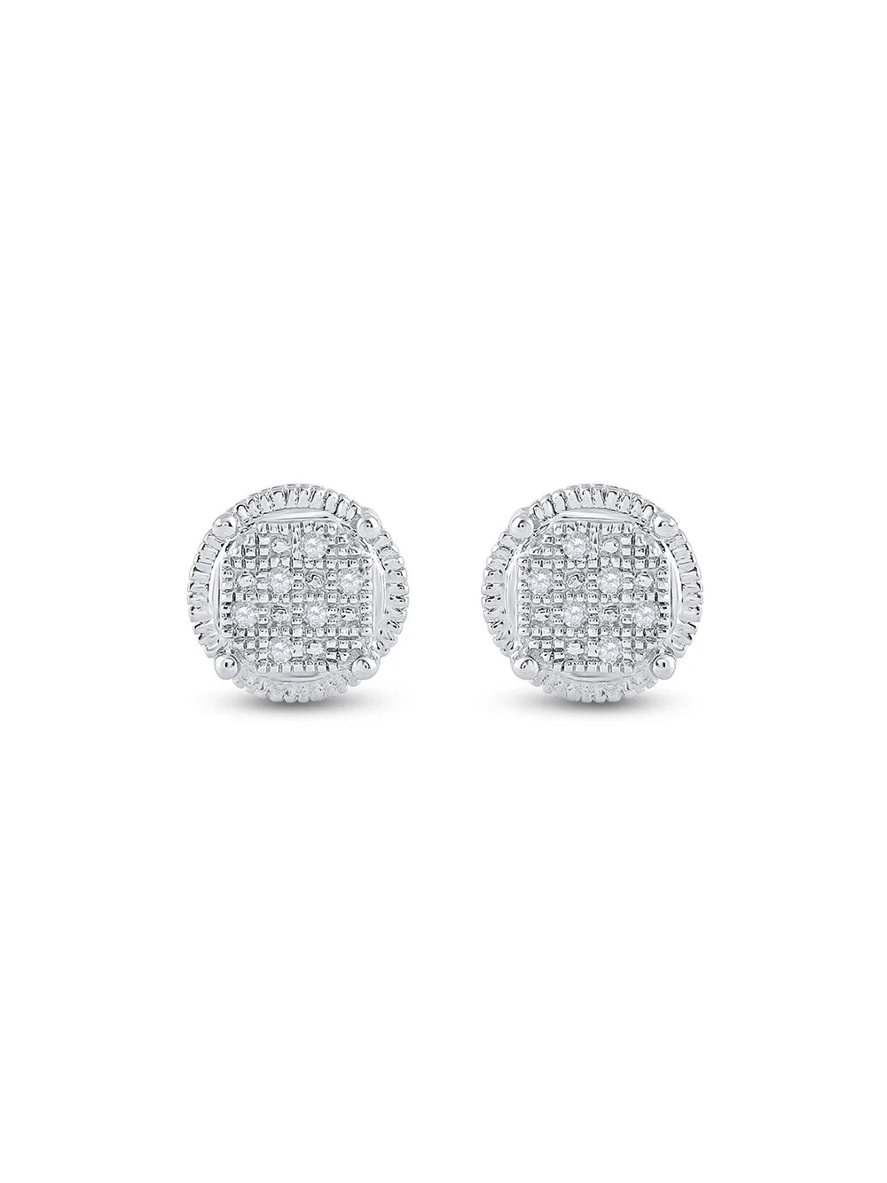 Sterling Silver Diamond Cluster Earrings .03 Cttw J331