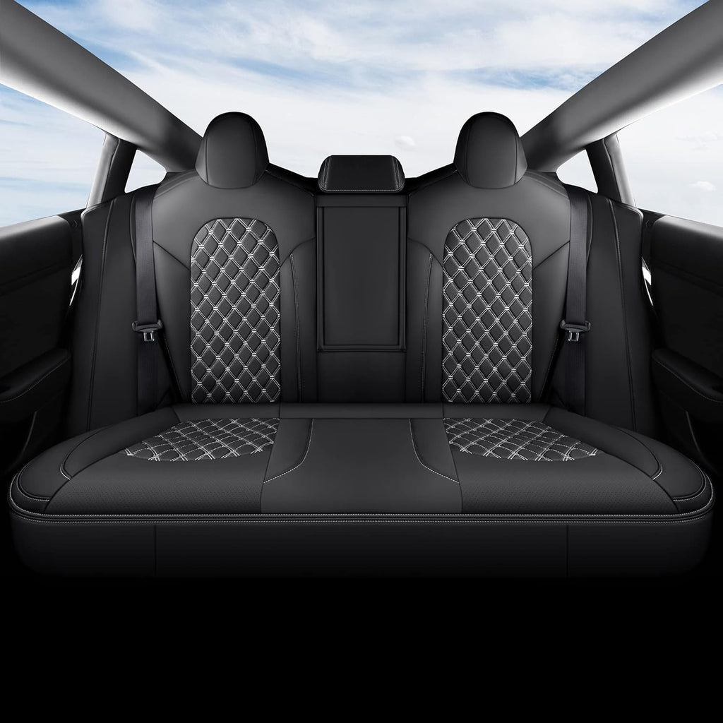 Pu Leather Car Seat Covers Full Set for Tesla Model 3 (Black) J3026