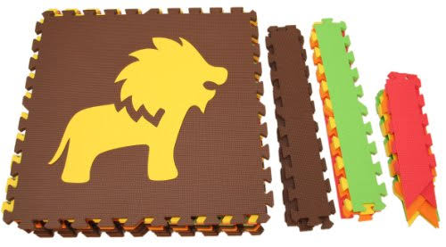 Red, Yellow, Orange, Lime & Brown Interlocking Foam Play Mat Y592348