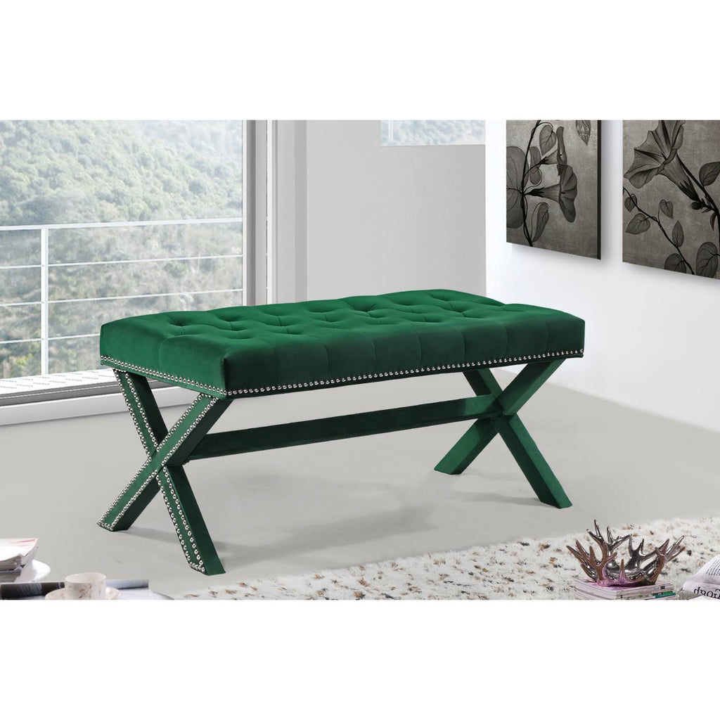Green Velvet Bench A3981