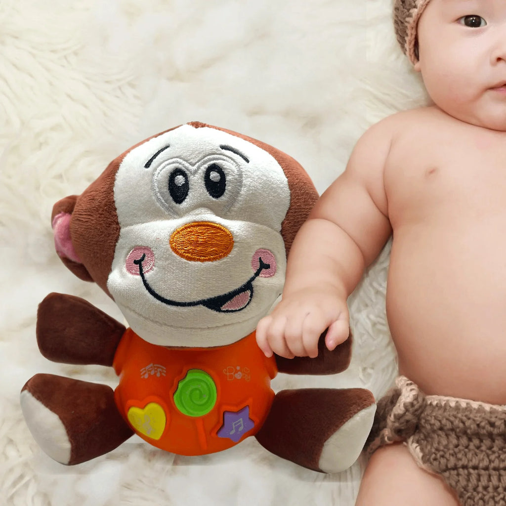 Monkey Plush Toy with Light-Up Button, 12 Nursery Rhyme & Sound Effects T930