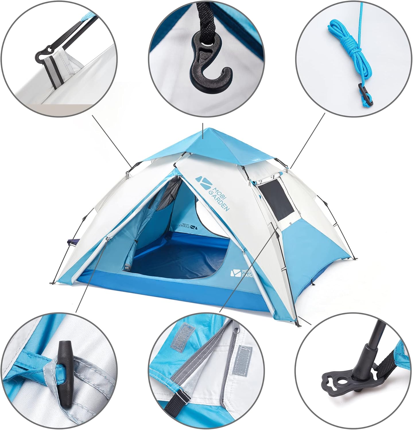 Blue 4 Person Instant Pop Up Camping Tent X3558