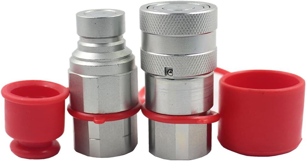 1/4 Flat Face Hydraulic Quick Connect Coupling Set with Black Dust Cap O829