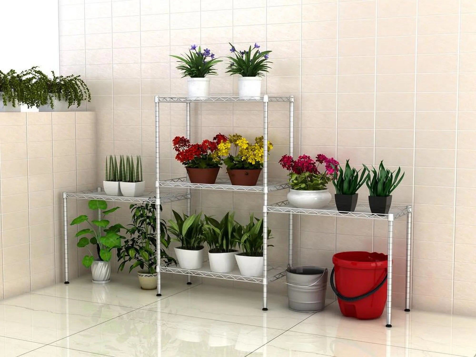 5 Tier Wire Shelving Rack Storage Unit Silver B974095