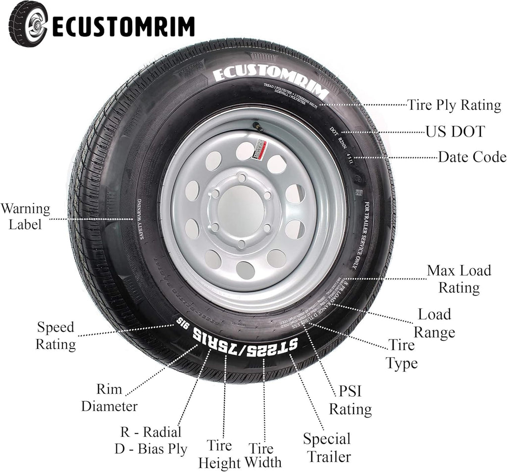2-Pack Trailer Tire ST215/75D14 Load Range C Bias Ply F17663