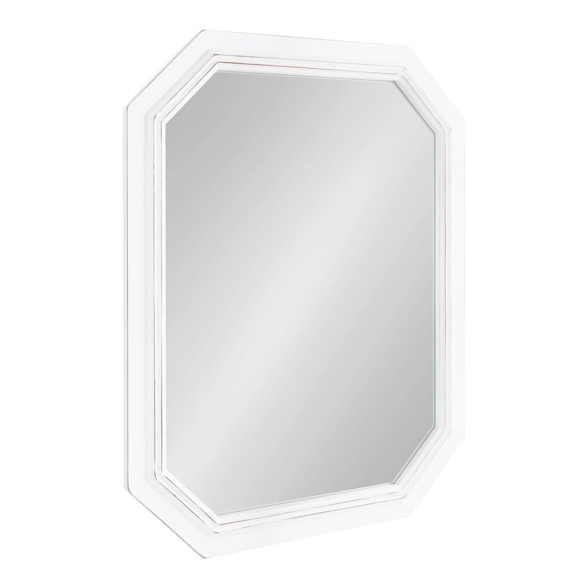 Rustic Wood Framed Octagon Wall Mirror, 28 x 36, White W755492
