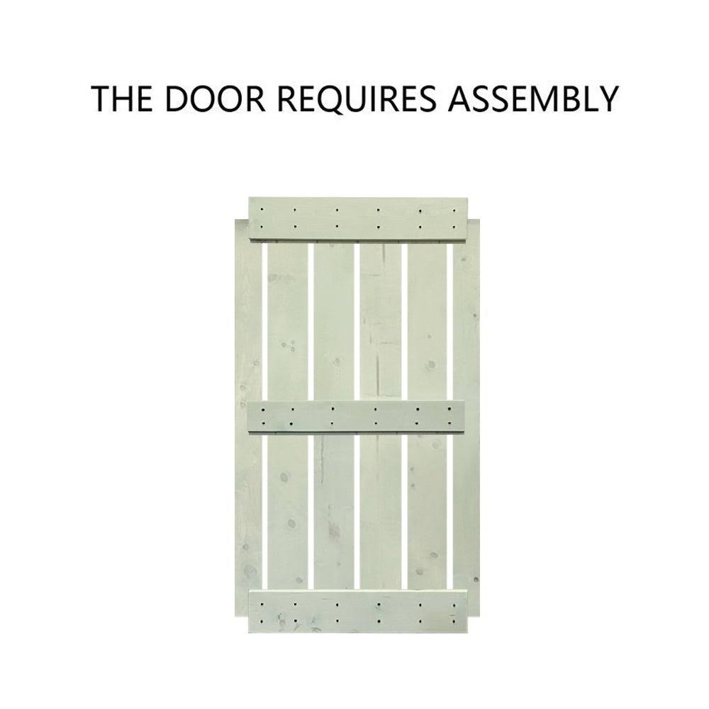 48 in. x 84 in. Weather Oak Stained Solid Pine Wood Interior Double Sliding Barn Door with Hardware Kit G2101
