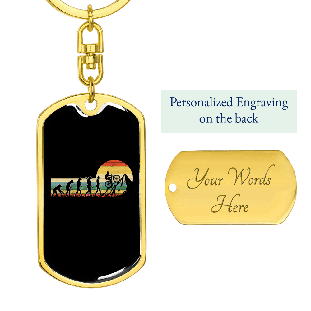 Stainless Steel or 18k Gold Swivel Dog Tag Keychain U8485