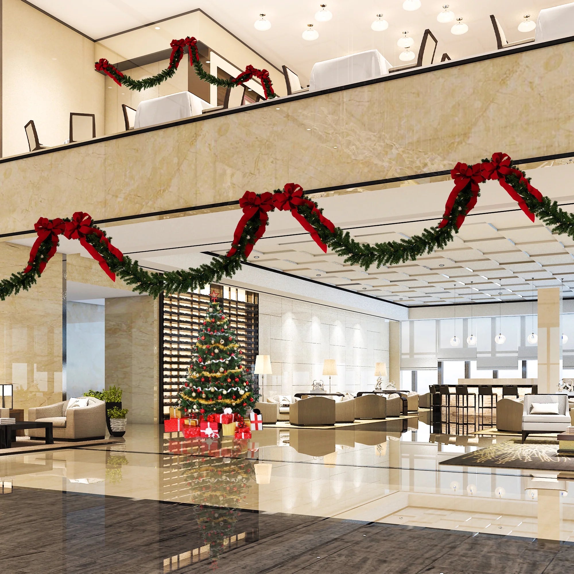 50' Prelit Artificial Christmas Garland with Clear Lights F675752