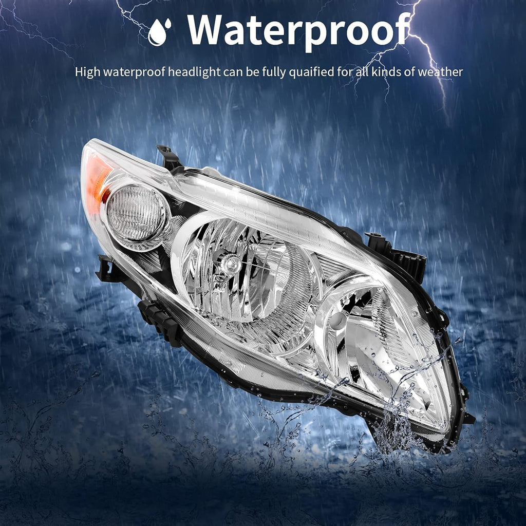 Chrome Housing Amber Reflector Headlight Assembly H909