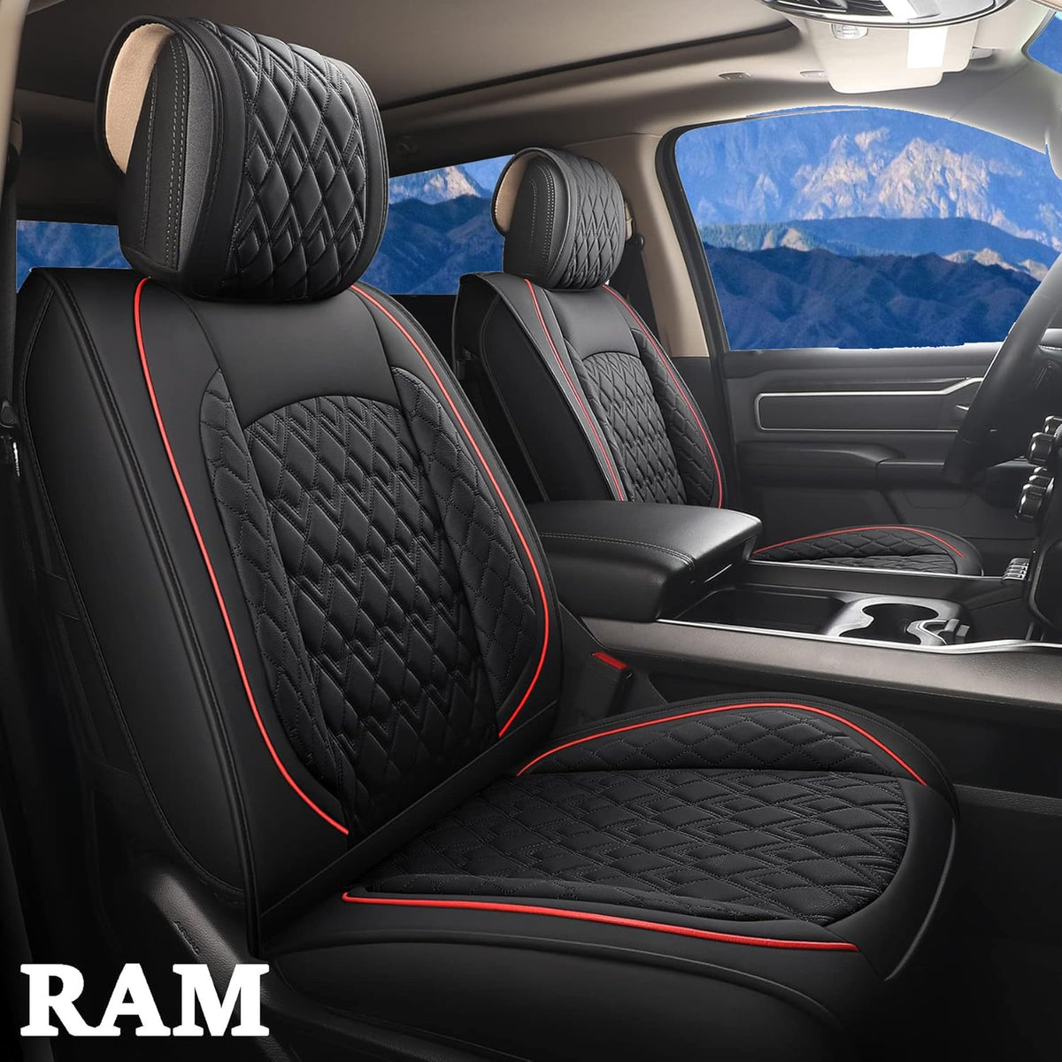 Black-Grey Waterproof Synthetic Leather Seat Covers (5 PCS Full Set) D77824