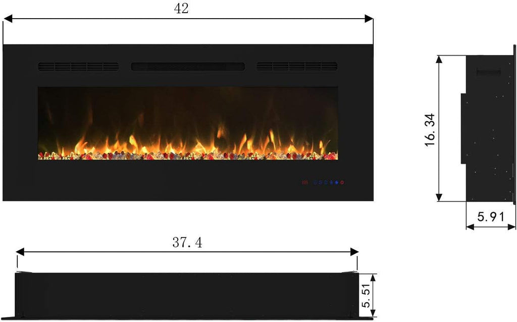 Recessed and Wall Mounted Electric Fireplace Insert with Remote V36166