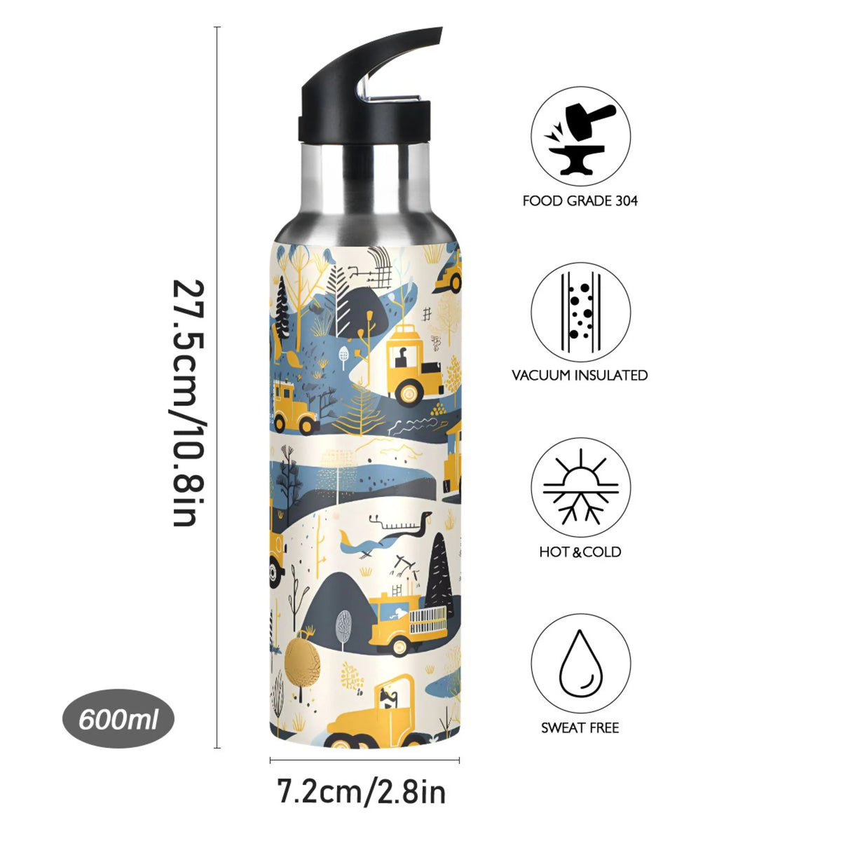 Stainless Steel Insulated Water Bottle with Straw Lid R277930