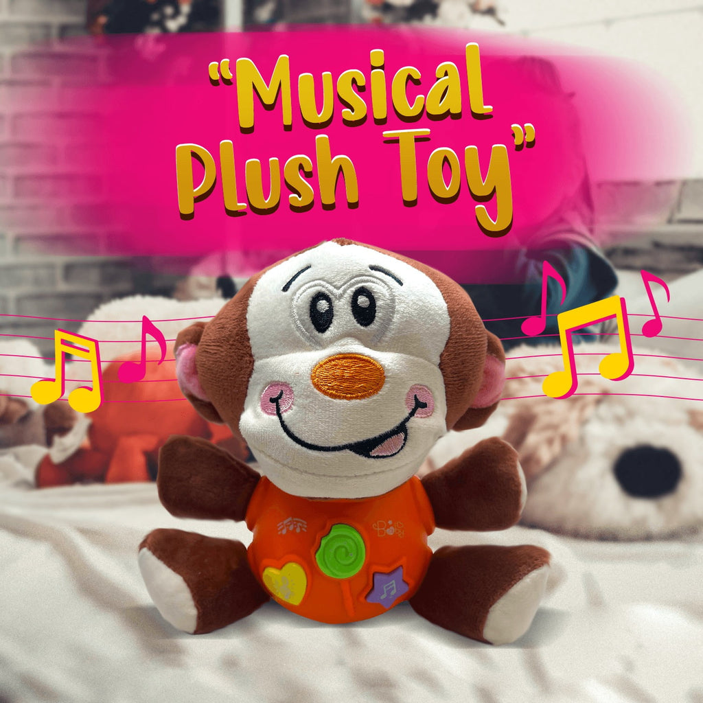 Monkey Plush Toy with Light-Up Button, 12 Nursery Rhyme & Sound Effects T930