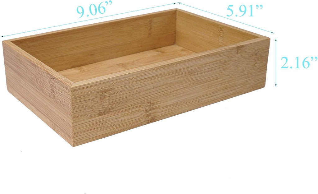 Bamboo Wood Drawer Organizer Tray Box Dividers Set, Pack of 2 M318