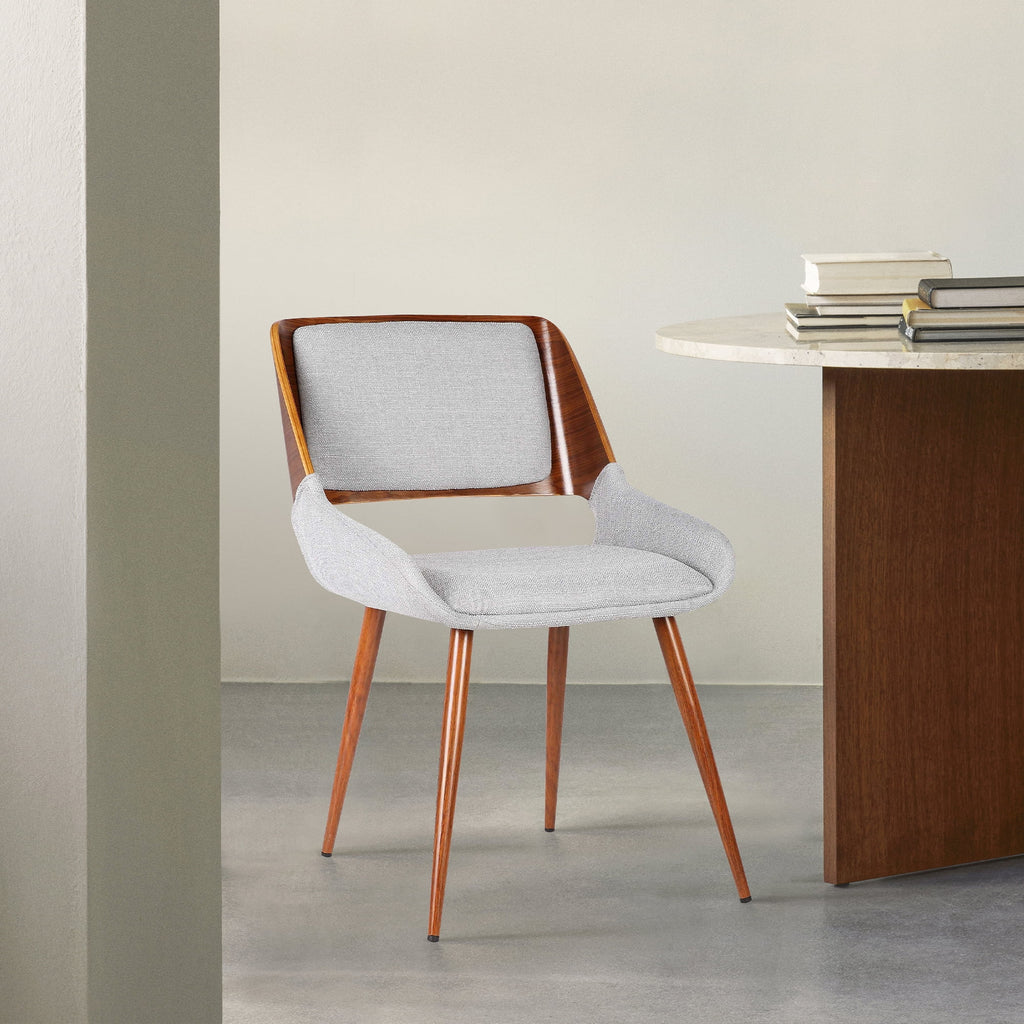Gray Fabric Dining Chair with Walnut Wood O78413