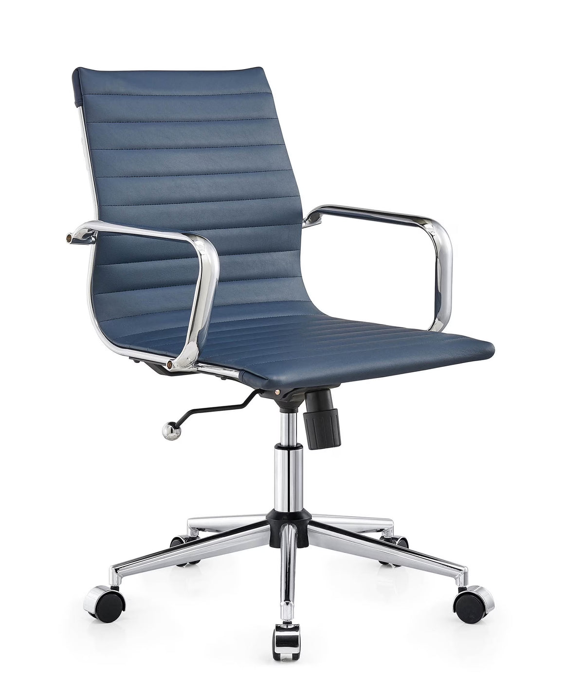 Mid Back Swivel Desk Chair with Armrest in Vegan Leather P921