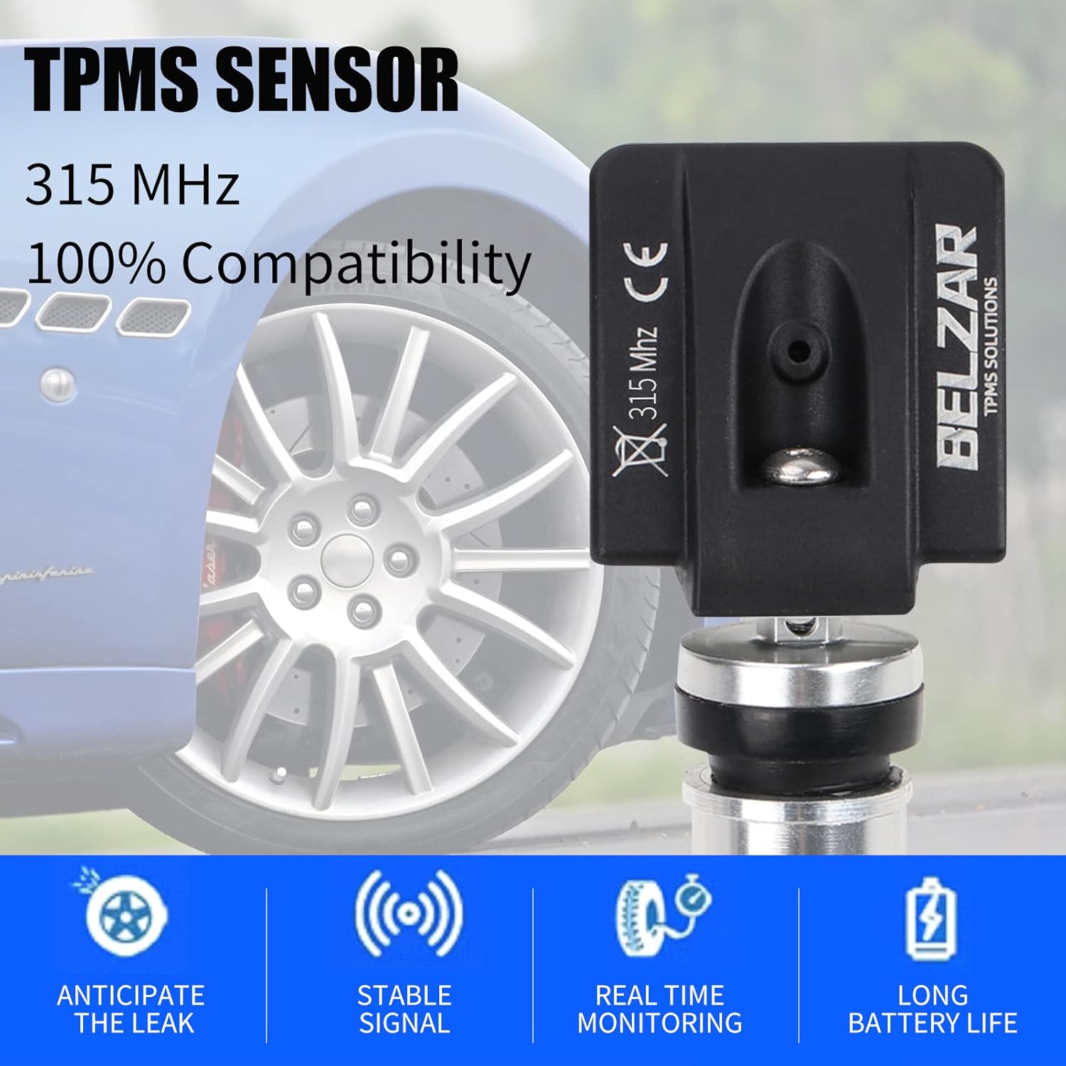 TPMS Preprogrammed 315MHz Sensor Replacement 4 Pack M525581