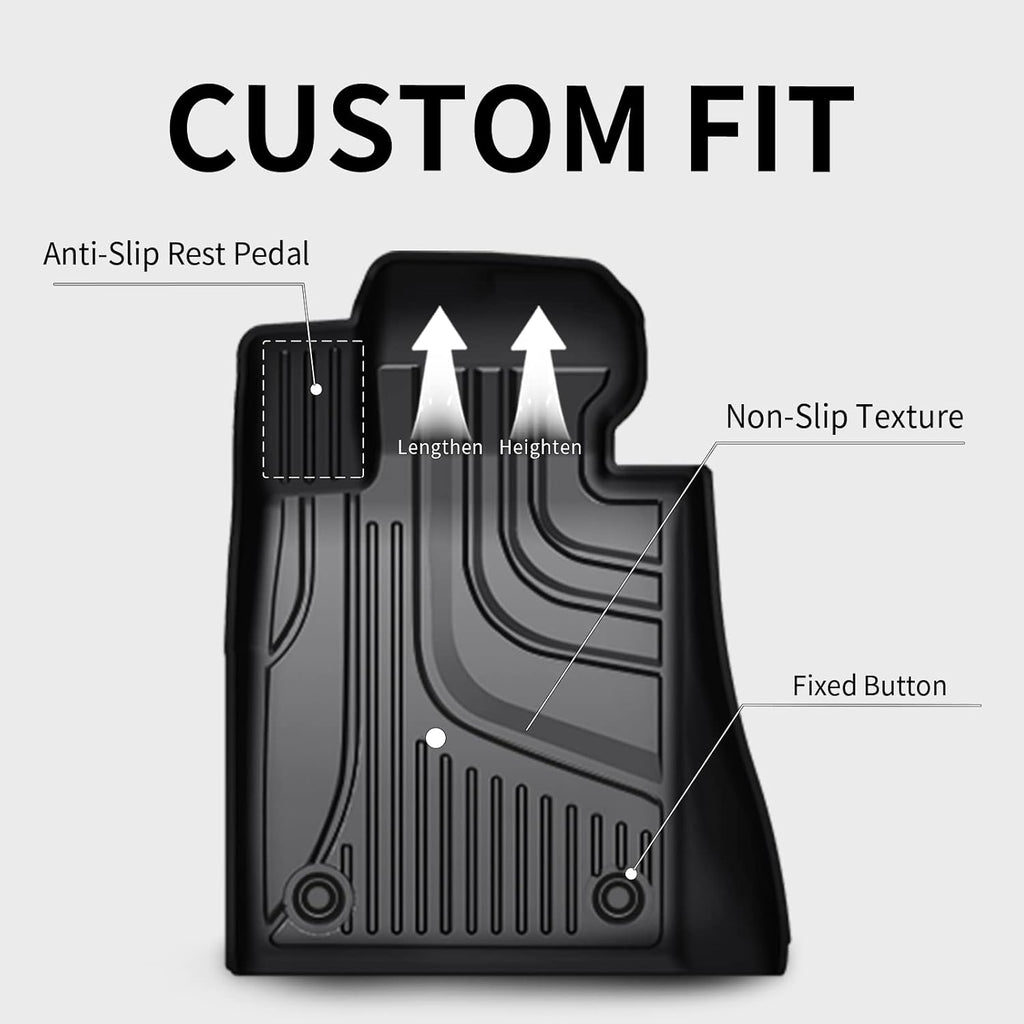 Heavy Duty TPE All Weather Car Floor Mats, 1st & 2nd Row Full Set Rubber Floor Liners G588837
