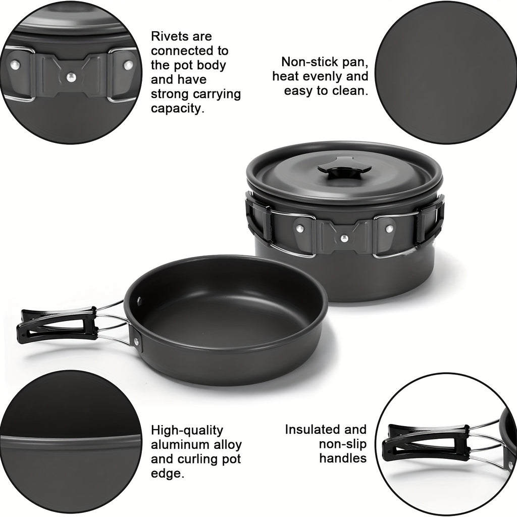 15pc Non-Stick Stainless Steel Camping Cookset H4273
