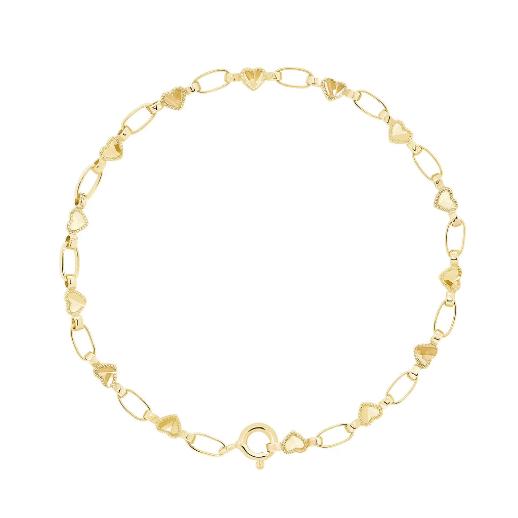 10K Yellow Gold Heart Chain Bracelet K8311