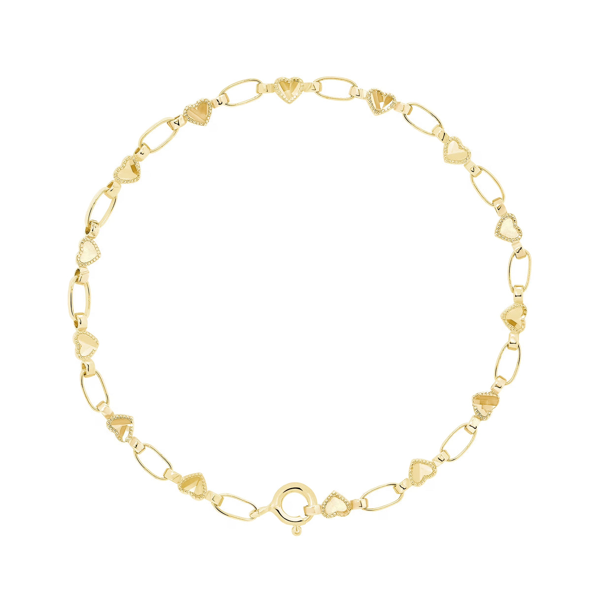 10K Yellow Gold Heart Chain Bracelet K8311
