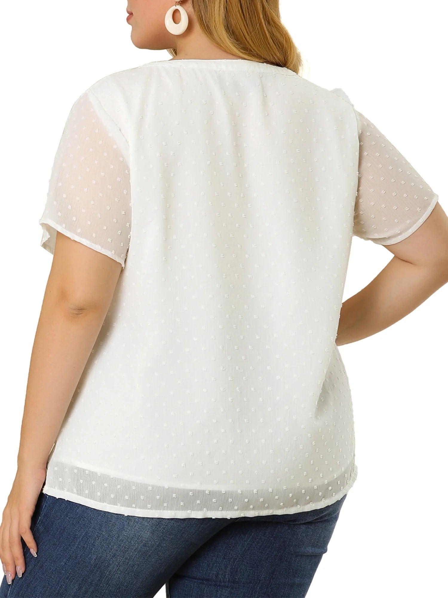 Plus Size Short Pin Dots Blouse L7211