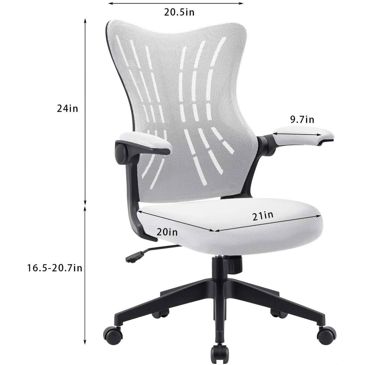 Grey Mid Back Mesh Swivel Task Chair with Flip Arms B9115