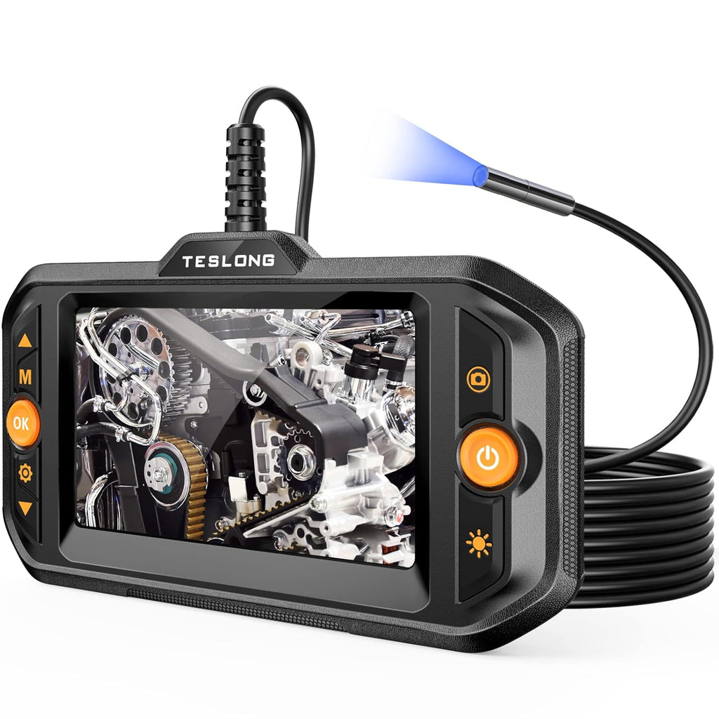 5.5mm Endoscope Camera, 0.21inch Ultra Slim Borescope Inspection Camera with Light and Screen, Flexible Automotive Scope Camera, Home Waterproof Fiber Optic Snake Bore Cam for Sewer(16.5ft) Pack of 2 Z96313