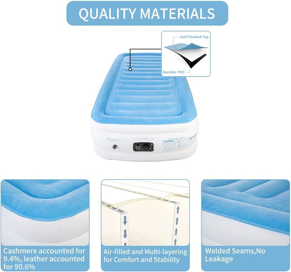 Air Mattress with Electric Internal Pump, Twin 75x40x18 J769