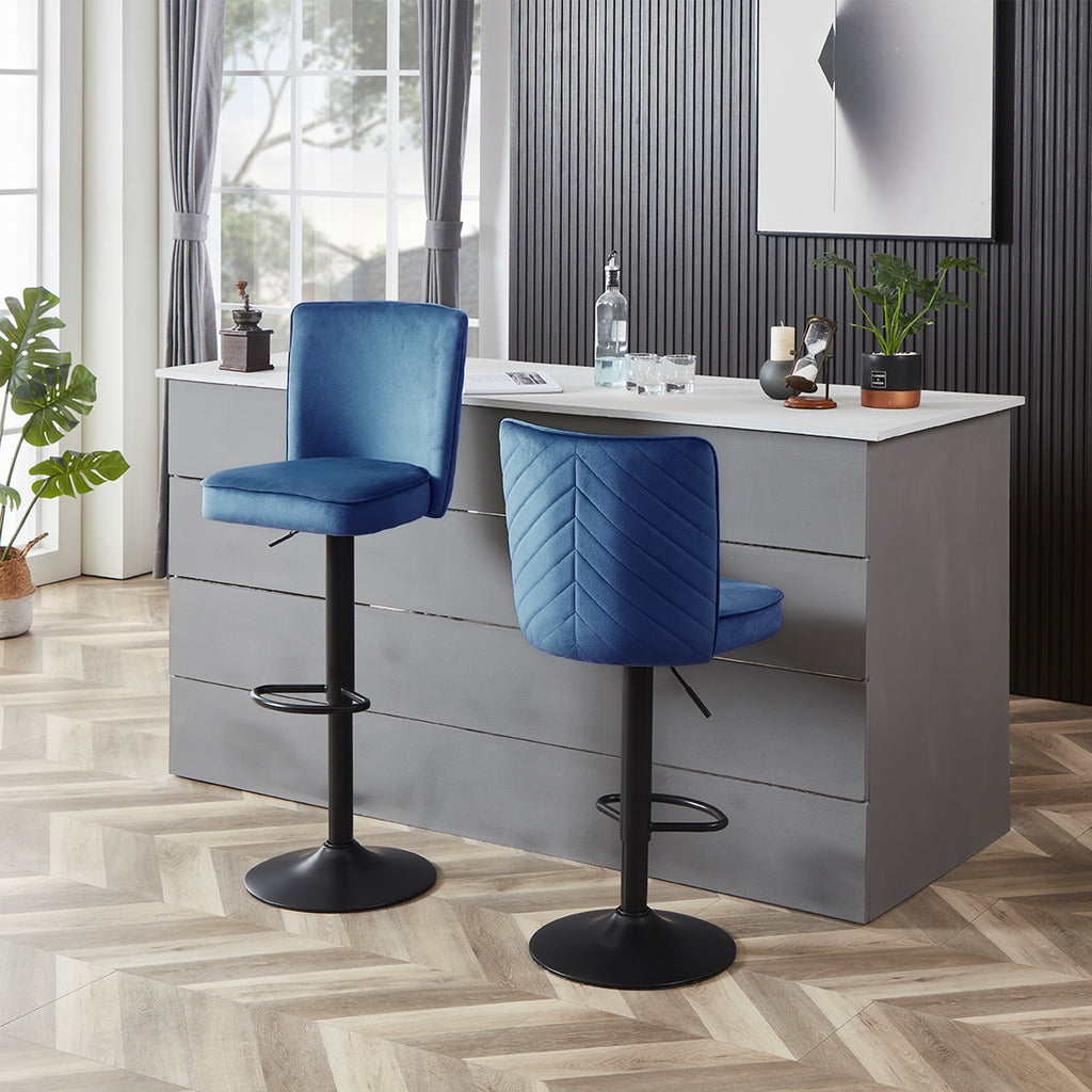 Adjustable Velvet Swivel Bar Stool Set of 2 M79543