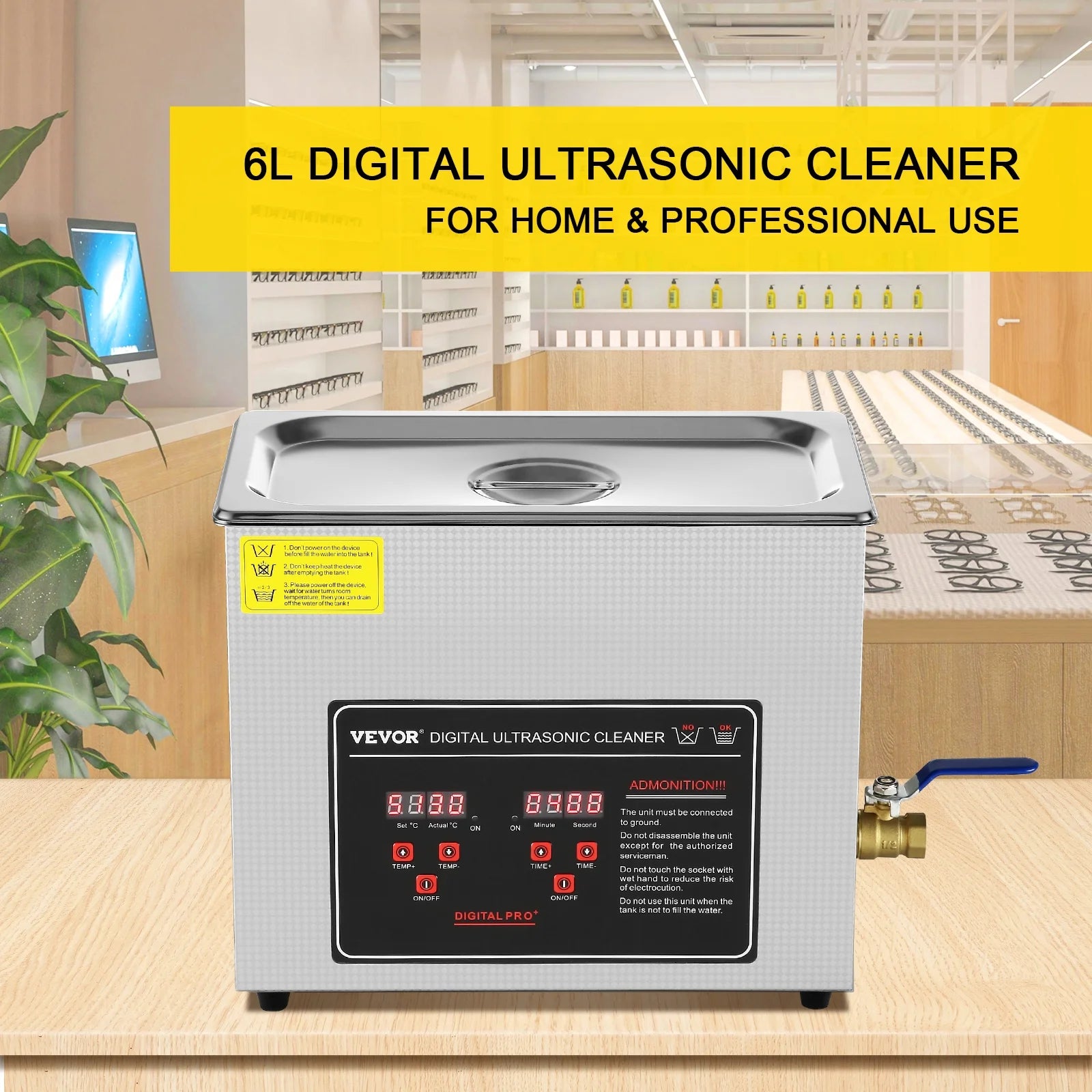 6L Ultrasonic Cleaner with Timer Heating Digital Sonic Cleaner Q288