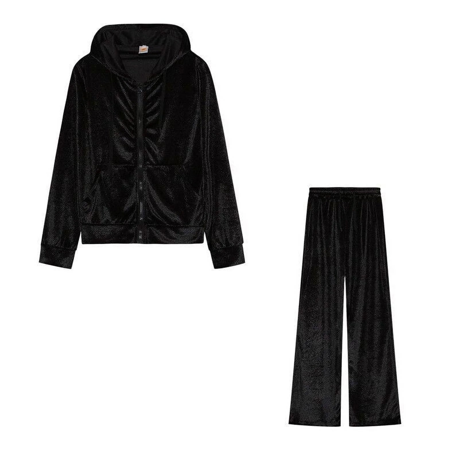 Velour 2-Piece Hoodie Tracksuit Set X794